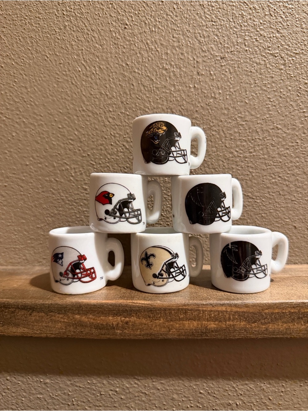 NFL Football Teams Mini Ceramic Coffee Mugs Team Logo Cups Lot Of 6 Vintage 90's